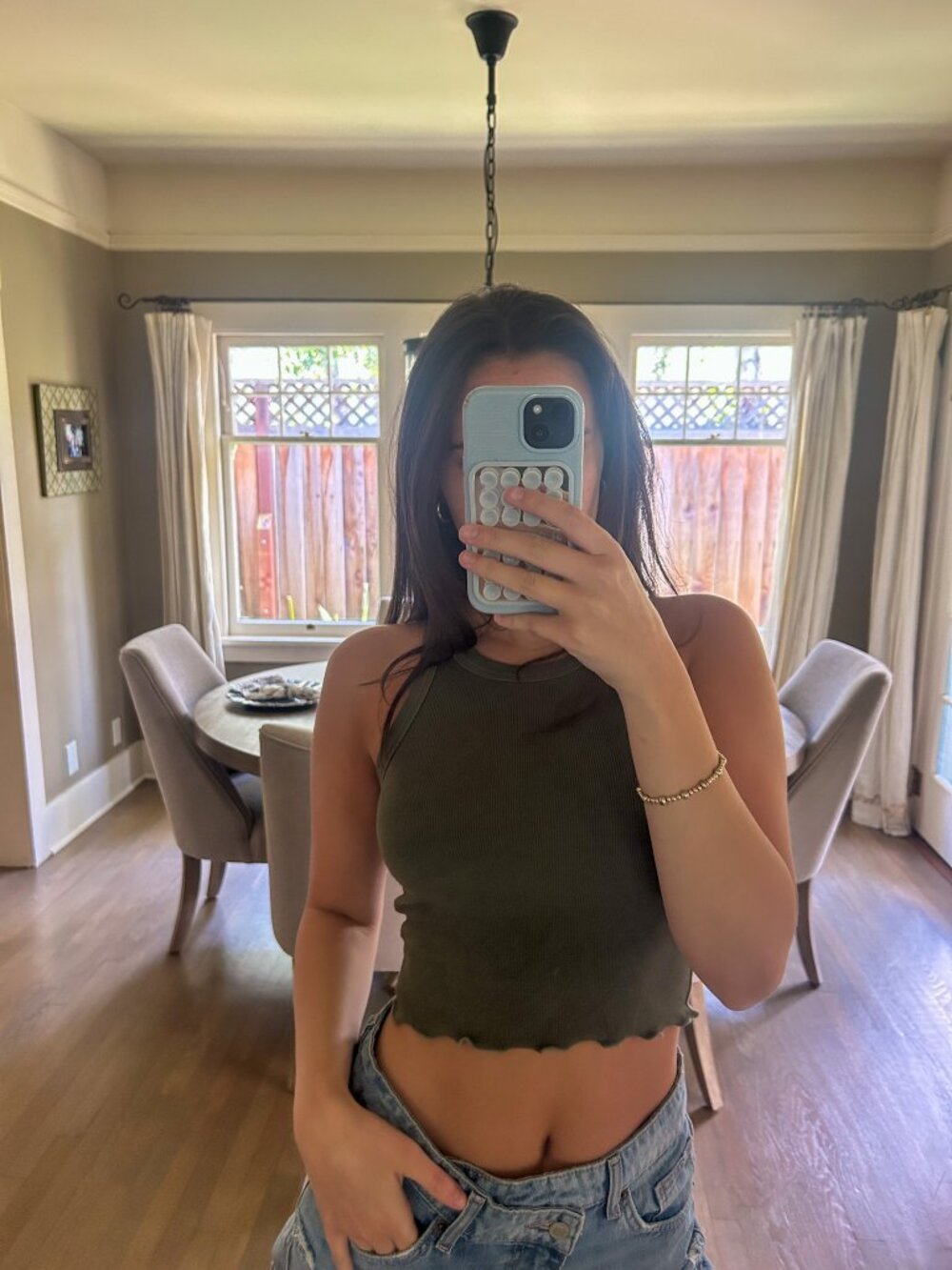 Electric & Rose olive green ribbed tank 💚